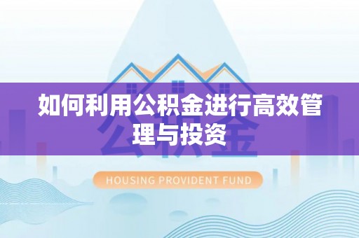 朔州如何利用公积金进行高效管理与投资